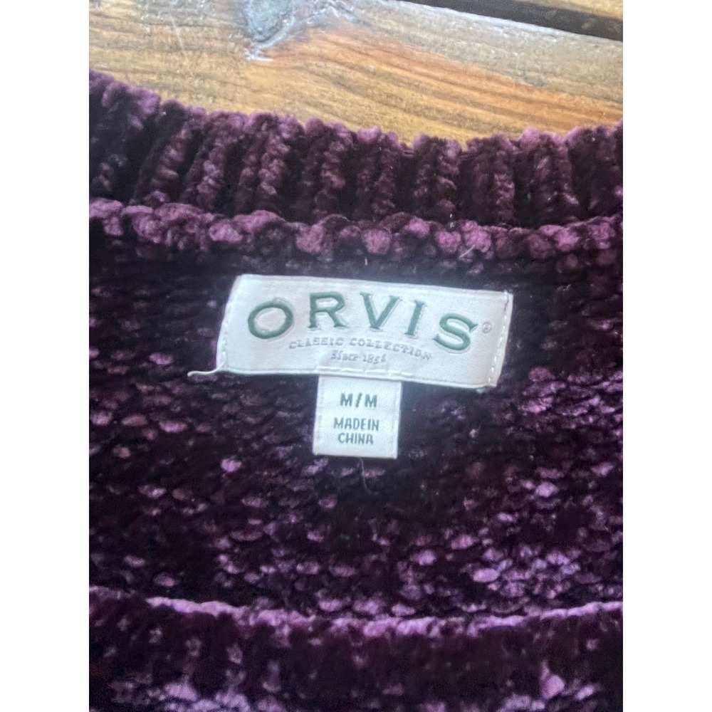 Orvis Classic Collection Womens Purple Chenille Knit Crewneck Sweater Size M - Picture 4 of 5